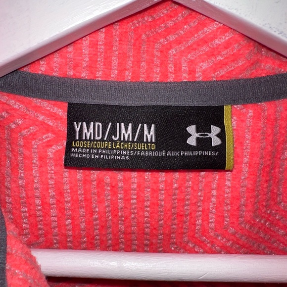 Youth Medium Under Armor Neon Orange Quarter Zip Pullover - Picture 3 of 6